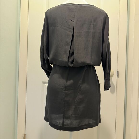 Greylin black long-sleeve mini dress, drawstring tassel waist - Picture 4 of 5